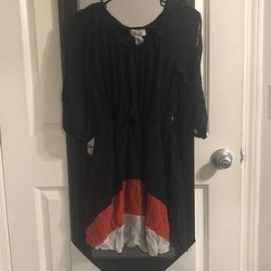 Blue color block design dress